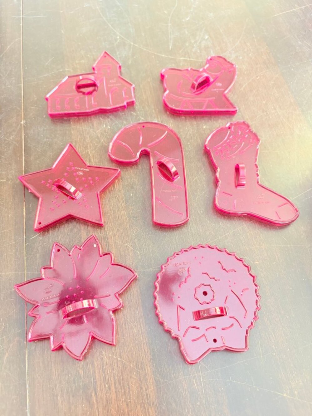 Vintage JAM Red Plastic Christmas Cookie Cutters Set of 7